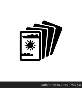 Magical Tarot Cards, Mystery Cartomancy. Flat Vector Icon illustration. Simple black symbol on white background. Magical Tarot Cards, Mystery Read sign design template for web and mobile UI element. Mystery Magical Tarot Cards Flat Vector Icon