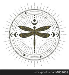 Magical witchcraft dragonfly insect mystical spell circle. Witchcraft magic spell circle, mystical dragonfly symbol vector illustration. Abstract witchcraft circle insect dragonfly, magic graphic. Magical witchcraft dragonfly insect mystical spell circle. Witchcraft magic spell circle, mystical dragonfly symbol vector illustration. Abstract witchcraft circle
