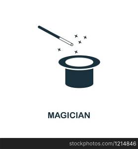 Magician creative icon. Simple element illustration. Magician concept symbol design from party icon collection. Can be used for mobile and web design, apps, software, print.. Magician creative icon. Simple element illustration. Magician concept symbol design from party icon collection. Perfect for web design, apps, software, print.