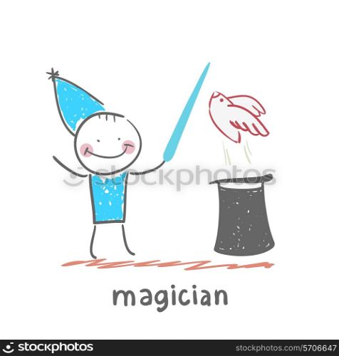 magician. Fun cartoon style illustration. The situation of life.