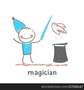 magician. Fun cartoon style illustration. The situation of life.