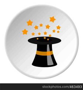 Magician hat icon in flat circle isolated vector illustration for web. Magician hat icon circle