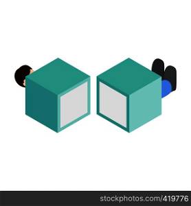 Magician sawing box isometric 3d icon on a white background. Magician sawing box isometric 3d icon