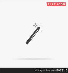 Magician Stick Wizard flat vector icon. Glyph style sign. Simple hand drawn illustrations symbol for concept infographics, designs projects, UI and UX, website or mobile application.. Magician Stick Wizard flat vector icon
