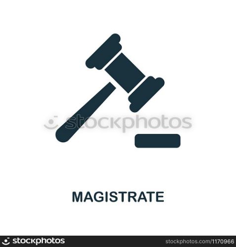 Magistrate icon. Monochrome style design from business collection. UI. Pixel perfect simple pictogram magistrate icon. Web design, apps, software, print usage.. Magistrate icon. Monochrome style design from business icon collection. UI. Pixel perfect simple pictogram magistrate icon. Web design, apps, software, print usage.