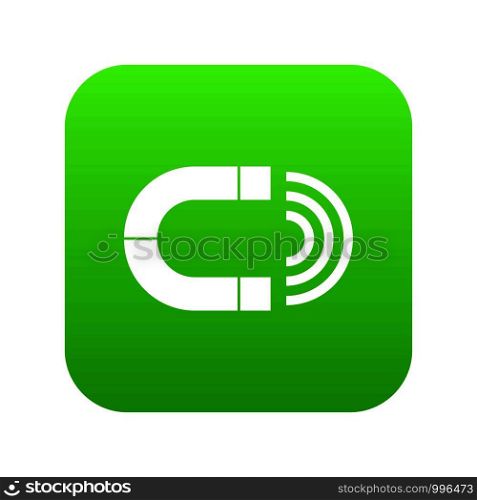 Magnet icon digital green for any design isolated on white vector illustration. Magnet icon digital green