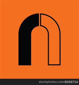 Magnet icon. Orange background with black. Vector illustration.
