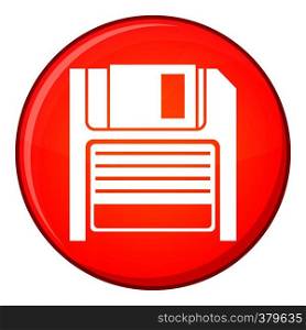 Magnetic diskette icon in red circle isolated on white background vector illustration. Magnetic diskette icon, flat style