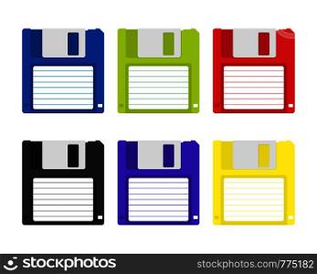 Magnetic floppy disc. Flat icon. Vector illustration.. Magnetic floppy disc. Flat icon. Vector stock illustration.