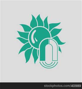 Magnetic storm icon. Gray background with green. Vector illustration.