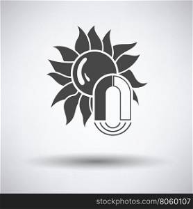 Magnetic storm icon on gray background with round shadow. Vector illustration.