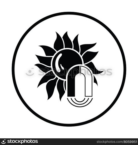 Magnetic storm icon. Thin circle design. Vector illustration.