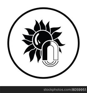 Magnetic storm icon. Thin circle design. Vector illustration.