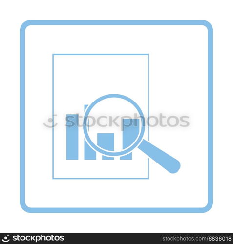 Magnificent glass on paper with chart icon. Blue frame design. Vector illustration.