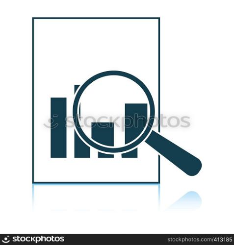 Magnificent glass on paper with chart icon. Shadow reflection design. Vector illustration.