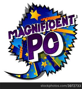 Magnificent PC (Acronym which stands for Personal Computer) - Vector illustrated comic book style phrase on abstract background.