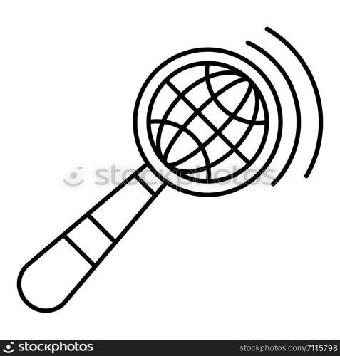 Magnified global glass icon. Outline illustration of magnified global glass vector icon for web design isolated on white background. Magnified global glass icon, outline style