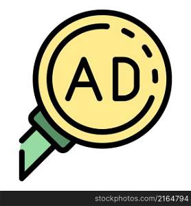 Magnifier adwork icon. Outline magnifier adwork vector icon color flat isolated. Magnifier adwork icon color outline vector