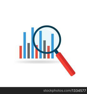 Magnifier analysis chart. Market and finance analytics. Web analytics. Vector EPS 10