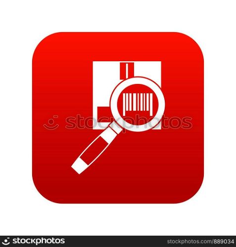 Magnifier and diskette icon digital red for any design isolated on white vector illustration. Magnifier and diskette icon digital red