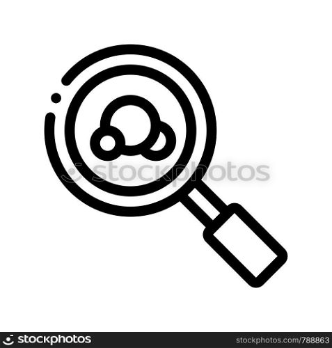 Magnifier Bacteria Microbe Vector Thin Line Icon. Organic Germ Bacteria Cosmetic, Natural Component Linear Pictogram. Eco-friendly, Cruelty-free Product, Molecular Analysis Contour Illustration. Magnifier Bacteria Microbe Vector Thin Line Icon