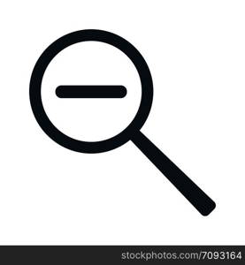 Magnifier decrease zoom icon in flat style. Vector illustration isolated on white background.