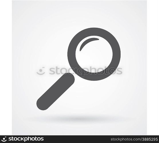 Magnifier glass icon flat black and white design vector illustration.