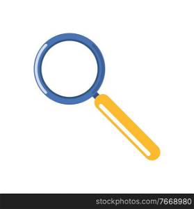 Magnifier glass isolated zooming tool icon. Vector magnifying object, research instrument isolated on white. Investigation and optical search, magnification. Magnifier Glass Isolated Zooming Tool Icon. Vector