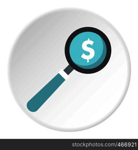 Magnifier icon in flat circle isolated vector illustration for web. Magnifier icon circle