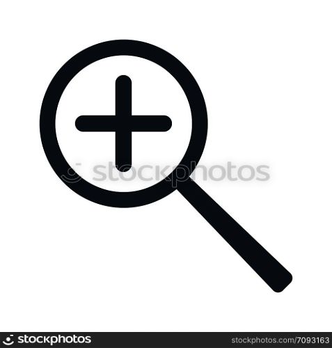 Magnifier increase zoom icon in flat style. Vector illustration isolated on white background.