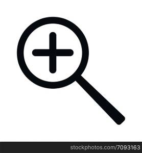 Magnifier increase zoom icon in flat style. Vector illustration isolated on white background.