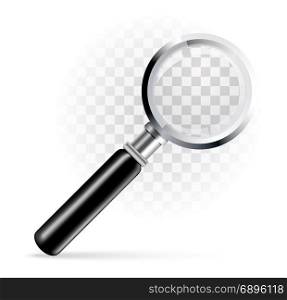 Magnifier on a transparent background. Vector illustration. Magnifying glass, magnifier on a transparent background. Vector illustration