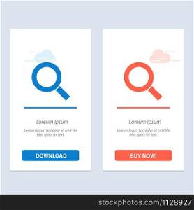 Magnifier, Search, Zoom, Find Blue and Red Download and Buy Now web Widget Card Template