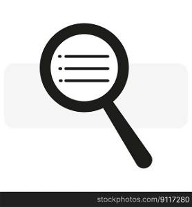 Magnifier text icon on white background. Document symbol. Vector illustration. EPS 10.. Magnifier text icon on white background. Document symbol. Vector illustration.
