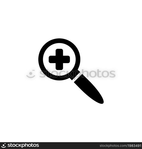 Magnifier with Plus, Zoom Loupe Lens. Flat Vector Icon illustration. Simple black symbol on white background. Magnifier with Plus, Zoom Loupe Lens sign design template for web and mobile UI element. Magnifier with Plus, Zoom Loupe Lens. Flat Vector Icon illustration. Simple black symbol on white background. Magnifier with Plus, Zoom Loupe Lens sign design template for web and mobile UI element.