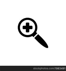 Magnifier with Plus, Zoom Loupe Lens. Flat Vector Icon illustration. Simple black symbol on white background. Magnifier with Plus, Zoom Loupe Lens sign design template for web and mobile UI element. Magnifier with Plus, Zoom Loupe Lens. Flat Vector Icon illustration. Simple black symbol on white background. Magnifier with Plus, Zoom Loupe Lens sign design template for web and mobile UI element.
