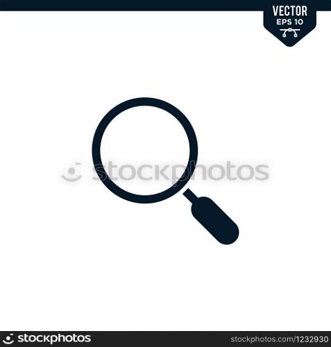 Magnify glass design related to search icon collection in glyph style, solid color vector