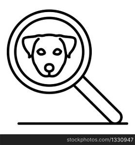Magnify glass dog icon. Outline magnify glass dog vector icon for web design isolated on white background. Magnify glass dog icon, outline style