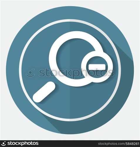 Magnify icon on white circle with a long shadow
