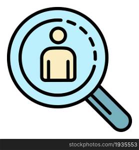 Magnify recruitment glass icon. Outline magnify recruitment glass vector icon color flat isolated. Magnify recruitment glass icon color outline vector