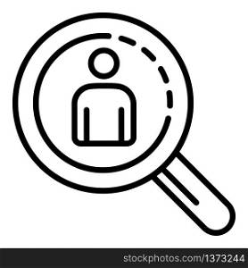 Magnify recruitment glass icon. Outline magnify recruitment glass vector icon for web design isolated on white background. Magnify recruitment glass icon, outline style