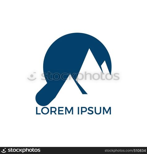 Magnifying glass and mountain logo design. Nature and magnifying symbol or icon. Unique hill and search logotype design template.