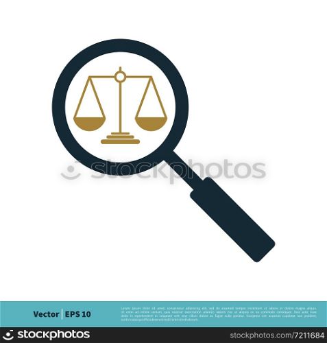 Magnifying Glass and Scale of Justice Icon Vector Logo Template Illustration Design. Vector EPS 10.