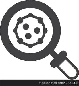 magnifying glass and virus illustration in minimal style isolated on background