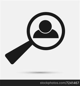 Magnifying glass black,Search for employees,Office business people icon,three men wearing a suits.vector illustration