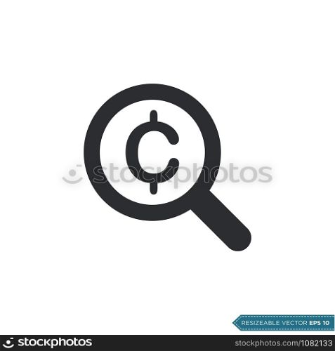 Magnifying Glass Cent Sign Icon Vector Template Illustration Design