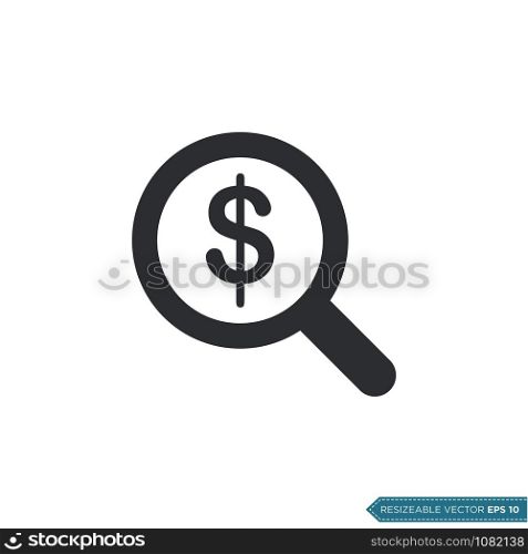 Magnifying Glass Dollar Sign Icon Vector Template