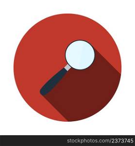 Magnifying Glass Icon. Flat Circle Stencil Design With Long Shadow. Vector Illustration.