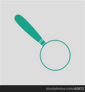 Magnifying glass icon. Gray background with green. Vector illustration.