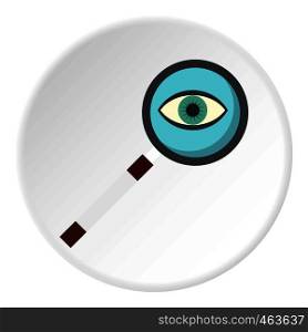 Magnifying glass icon in flat circle isolated vector illustration for web. Magnifying glass icon circle